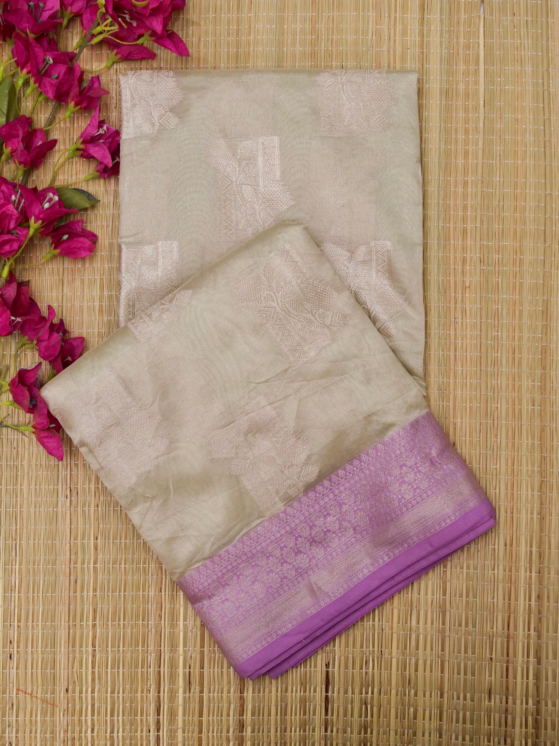 Banarasi tassar silk allover jari Buta with contrast rich pallu with jacquard Blouse