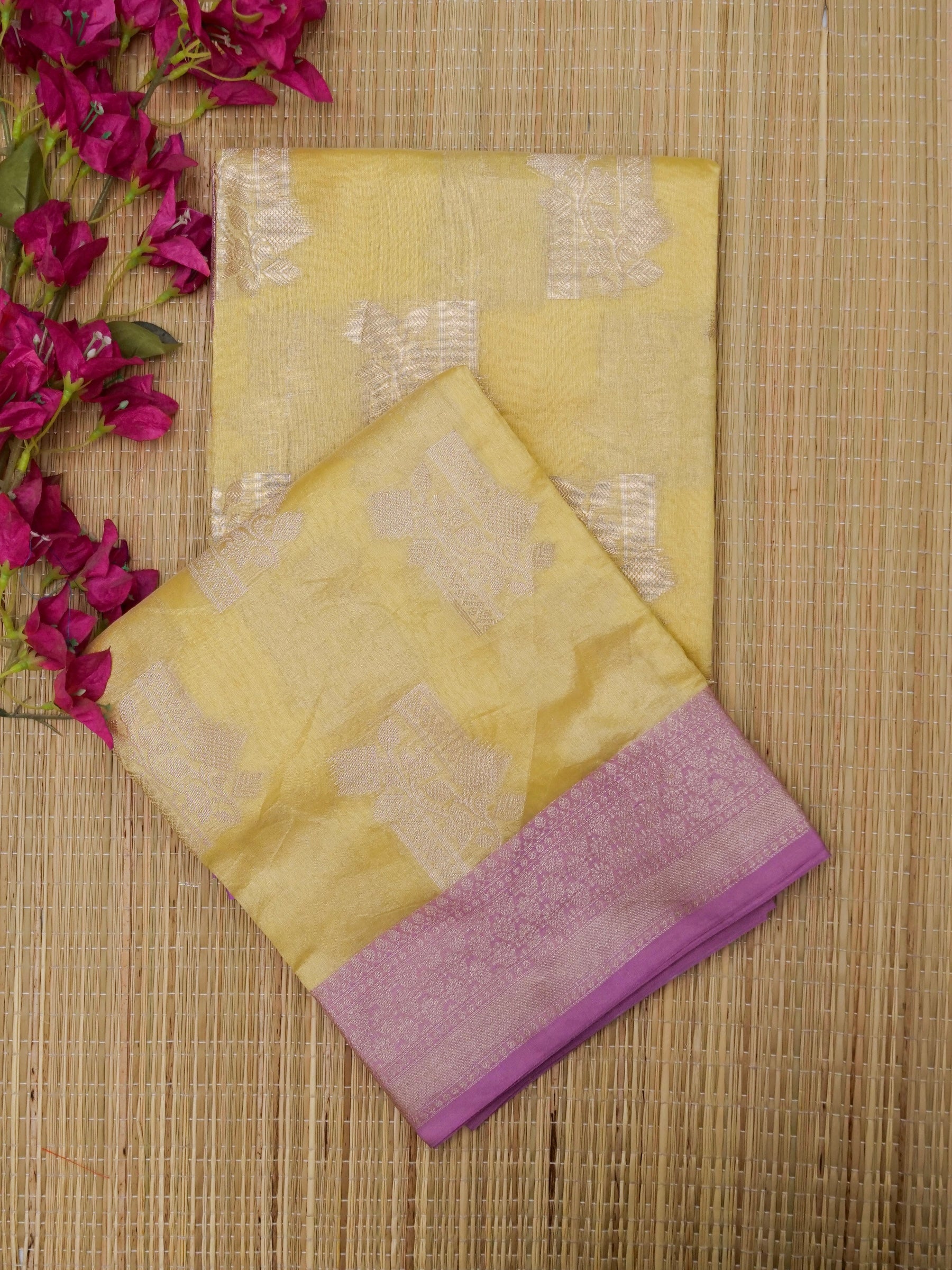 Banarasi tassar silk allover jari Buta with contrast rich pallu with jacquard Blouse