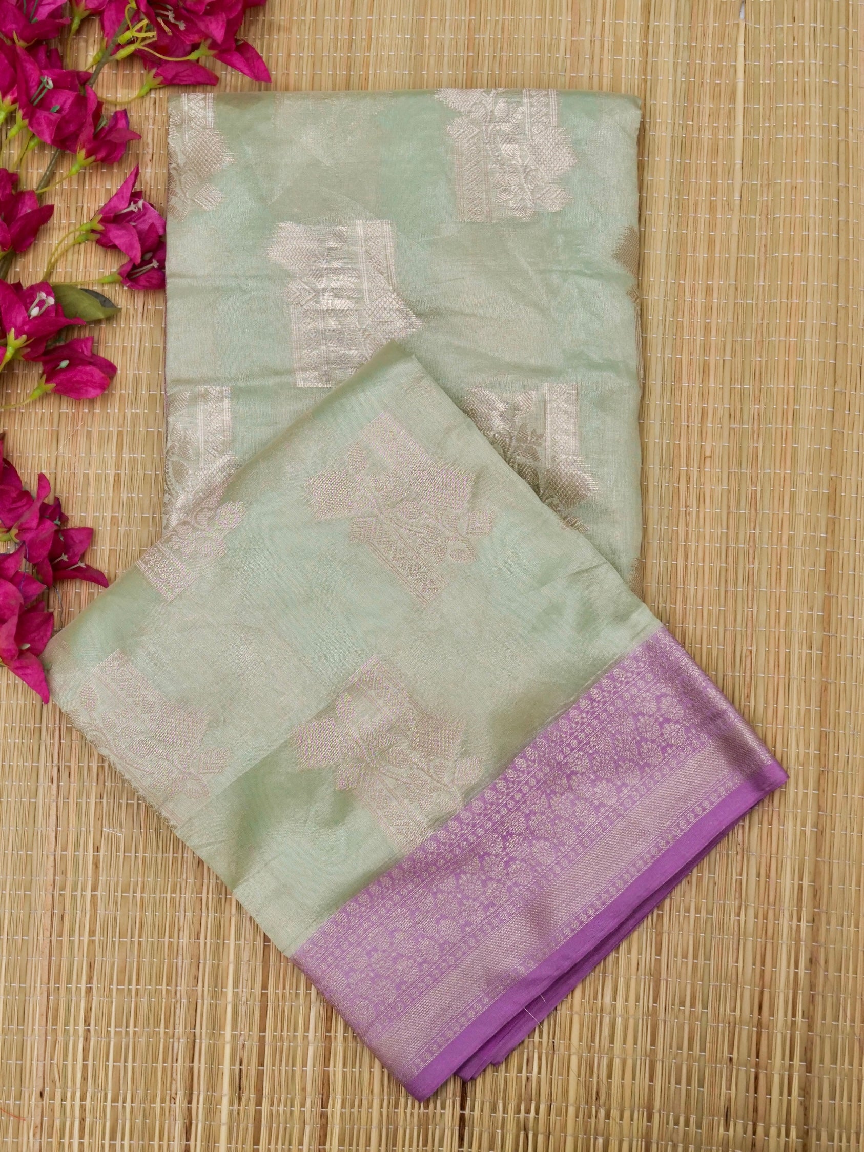 Banarasi tassar silk allover jari Buta with contrast rich pallu with jacquard Blouse