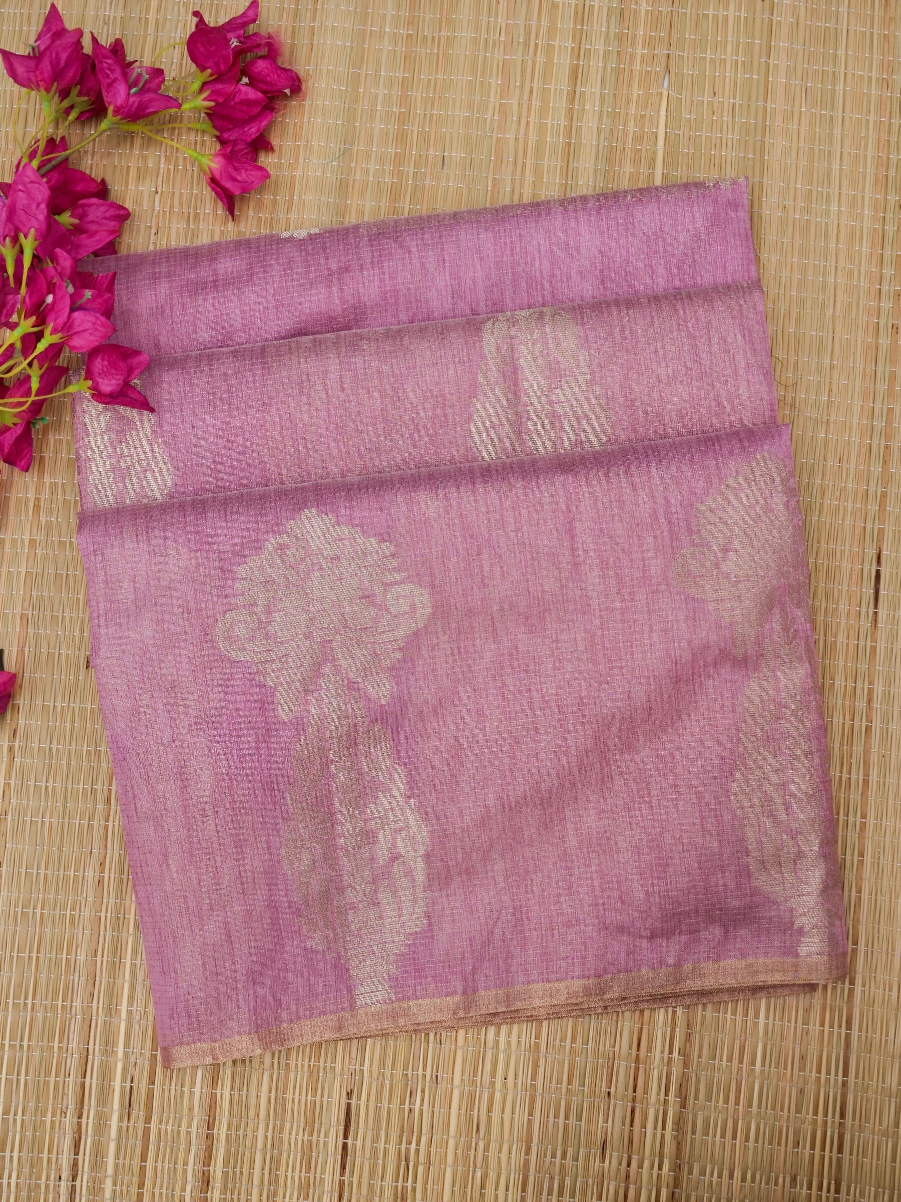 Banarasi Tassar silk zari linning skurt Buta border  banarasi pallu with jacquard Blouse