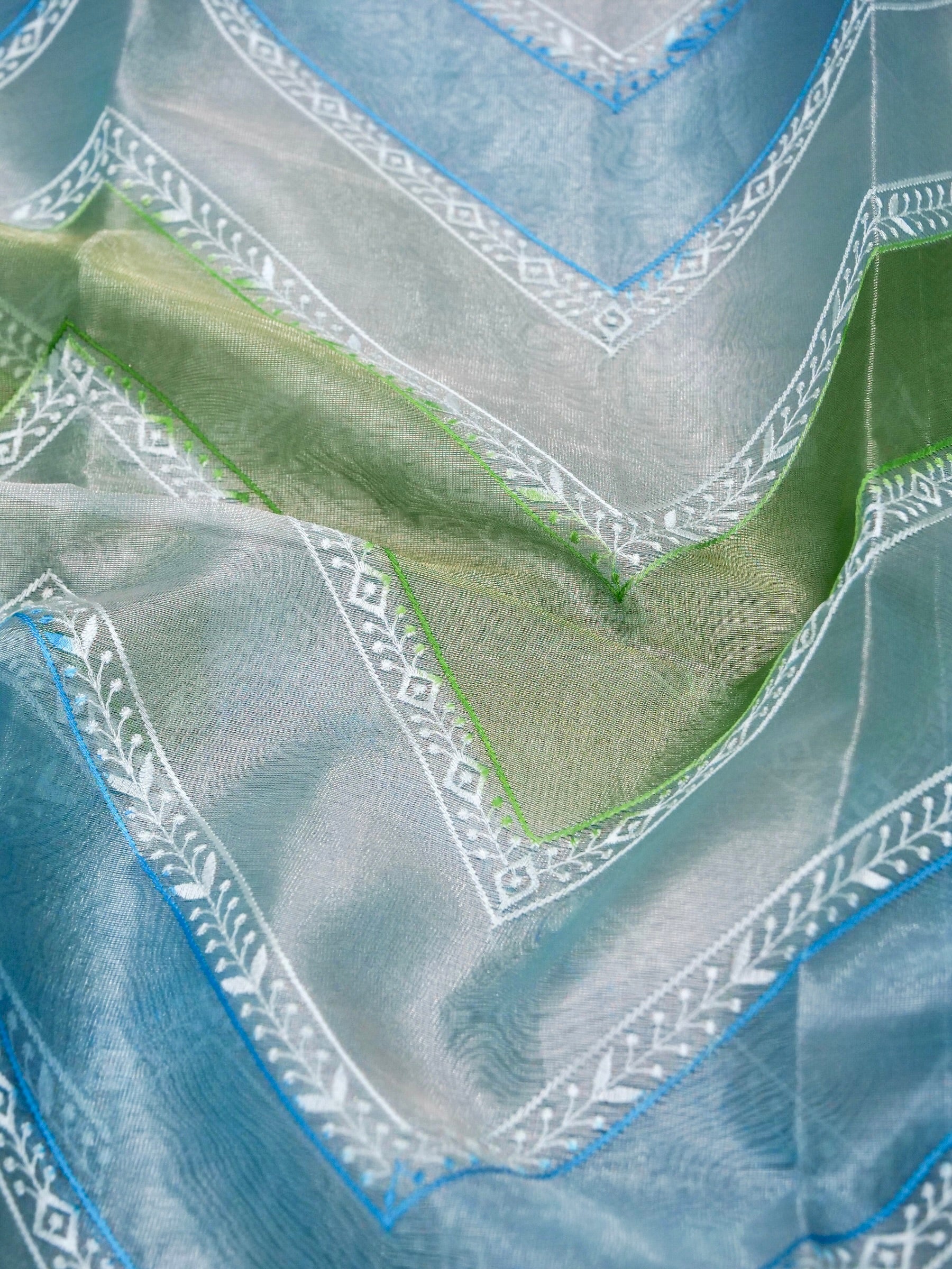 Banarasi tissue silk allover computer embroidery with rangkaat with blouse