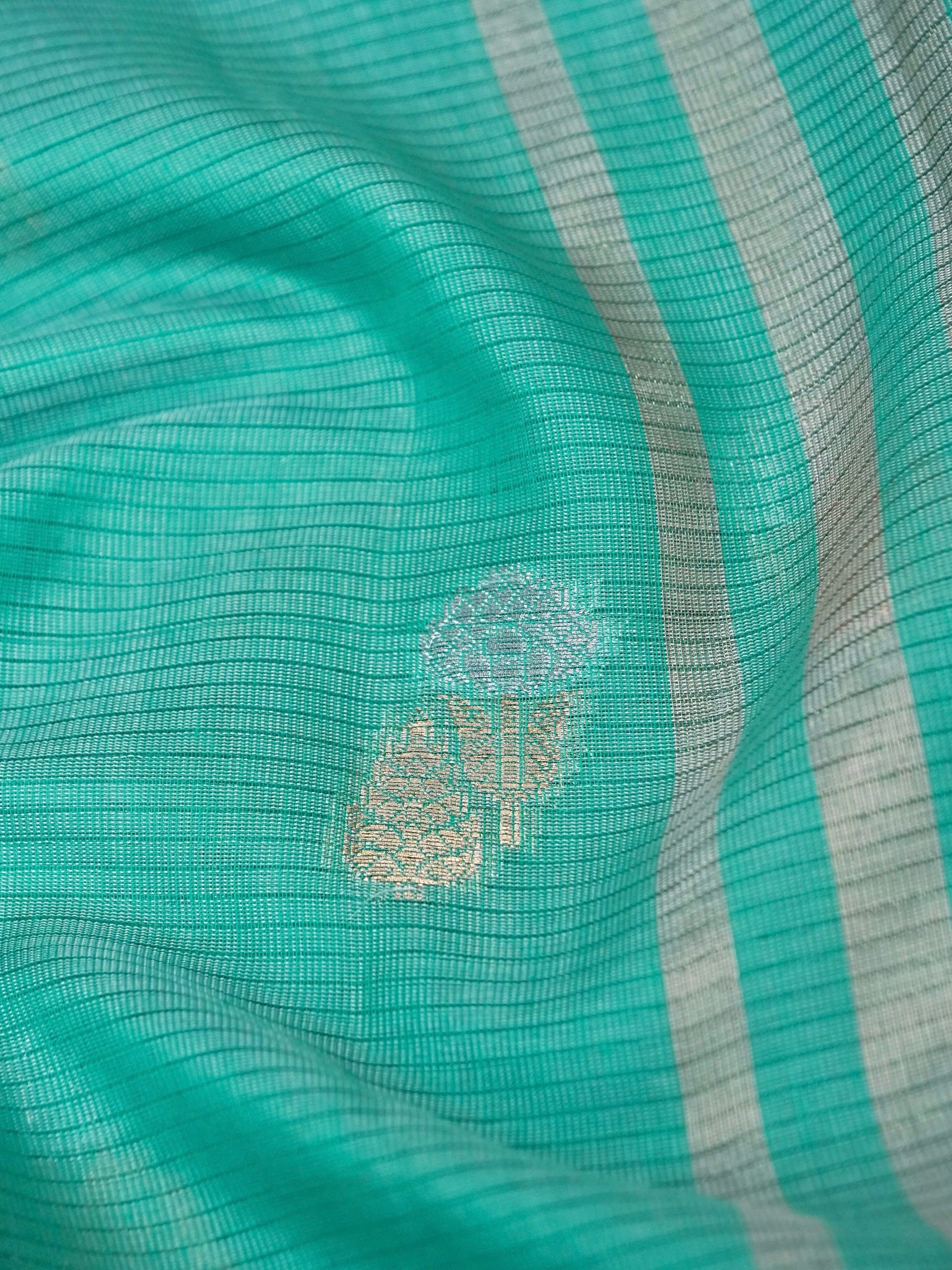Banarasi Mangalgiri cotton silk allover jari meena buti with buta border  with linning Blouse 