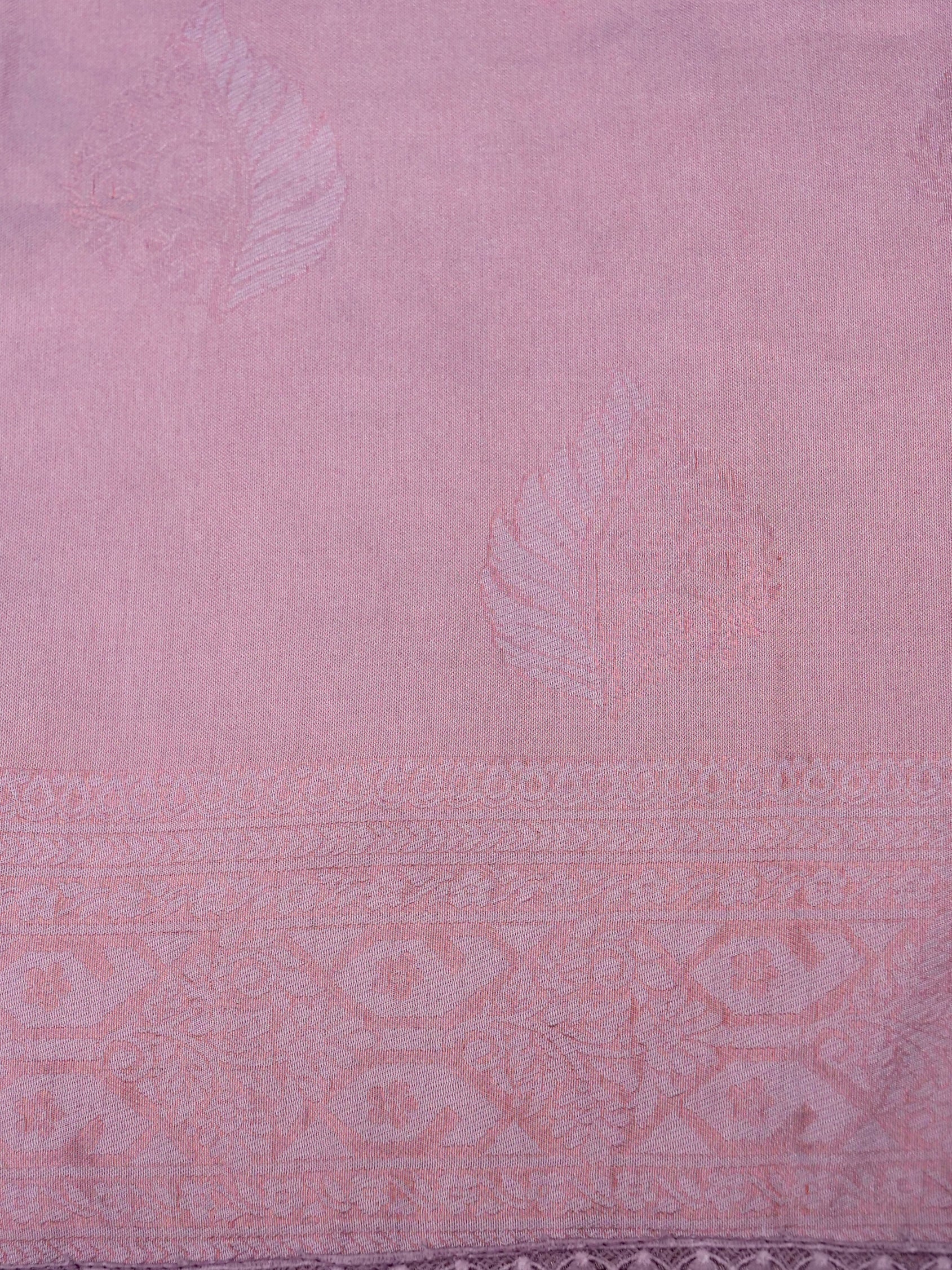 Banarasi cotton silk allover floral computer embroidery with skurt applic border attached jaquard blouse