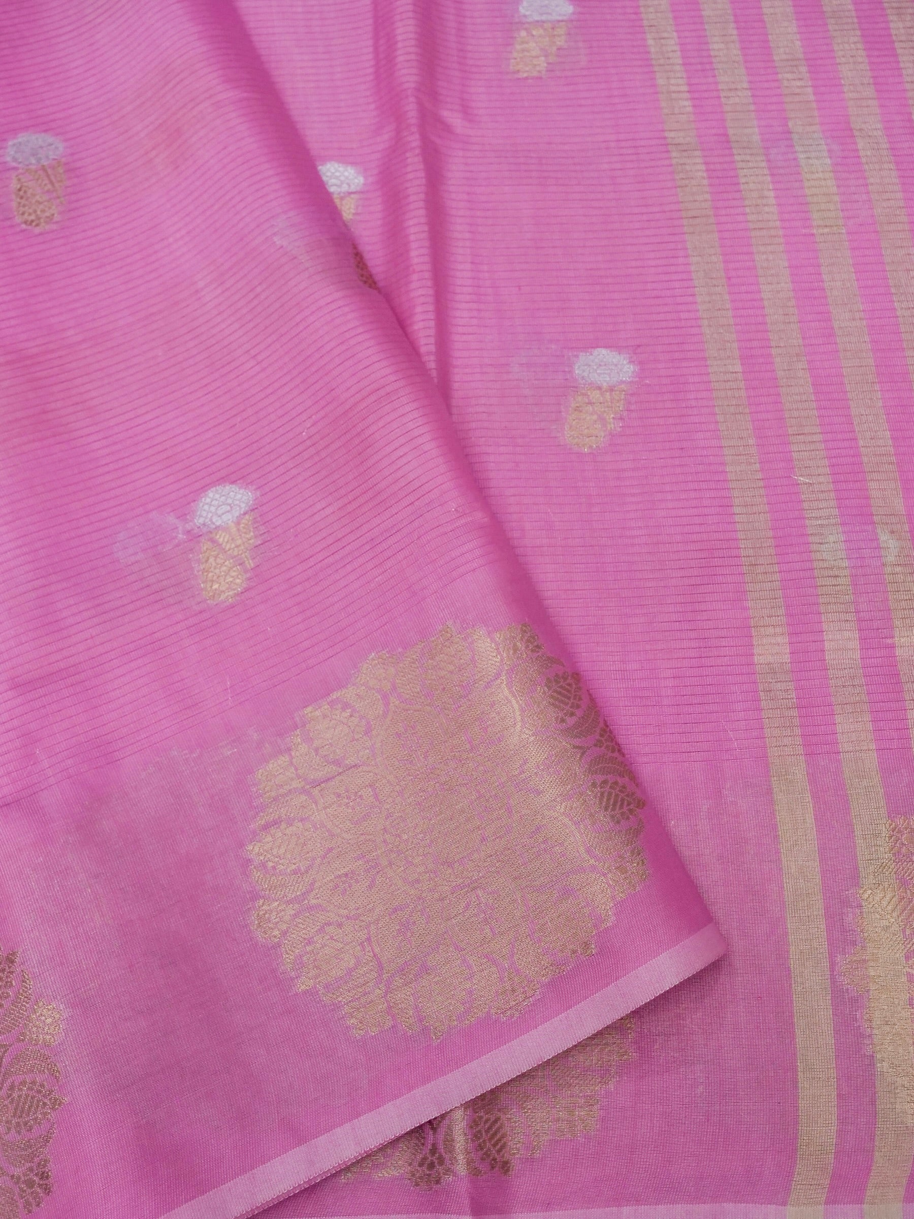 Banarasi Mangalgiri cotton silk allover jari meena buti with buta border with lining Blouse 