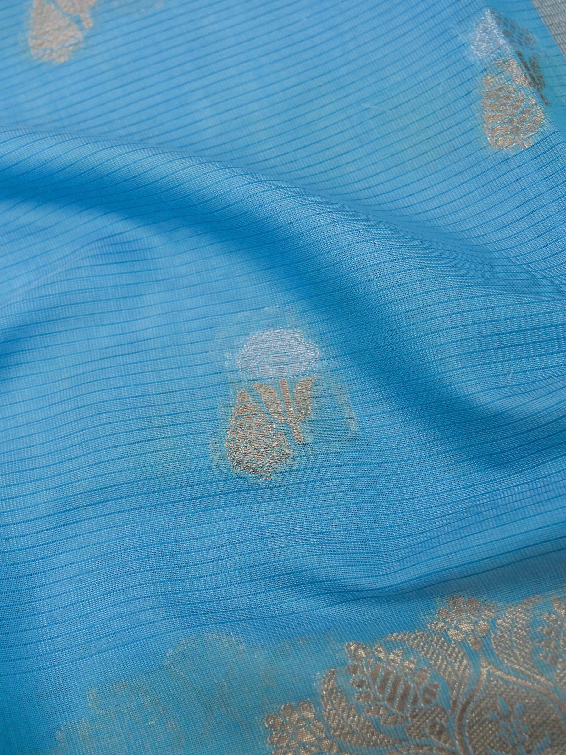 Banarasi Mangalgiri cotton silk allover jari meena buti with buta border  with linning Blouse