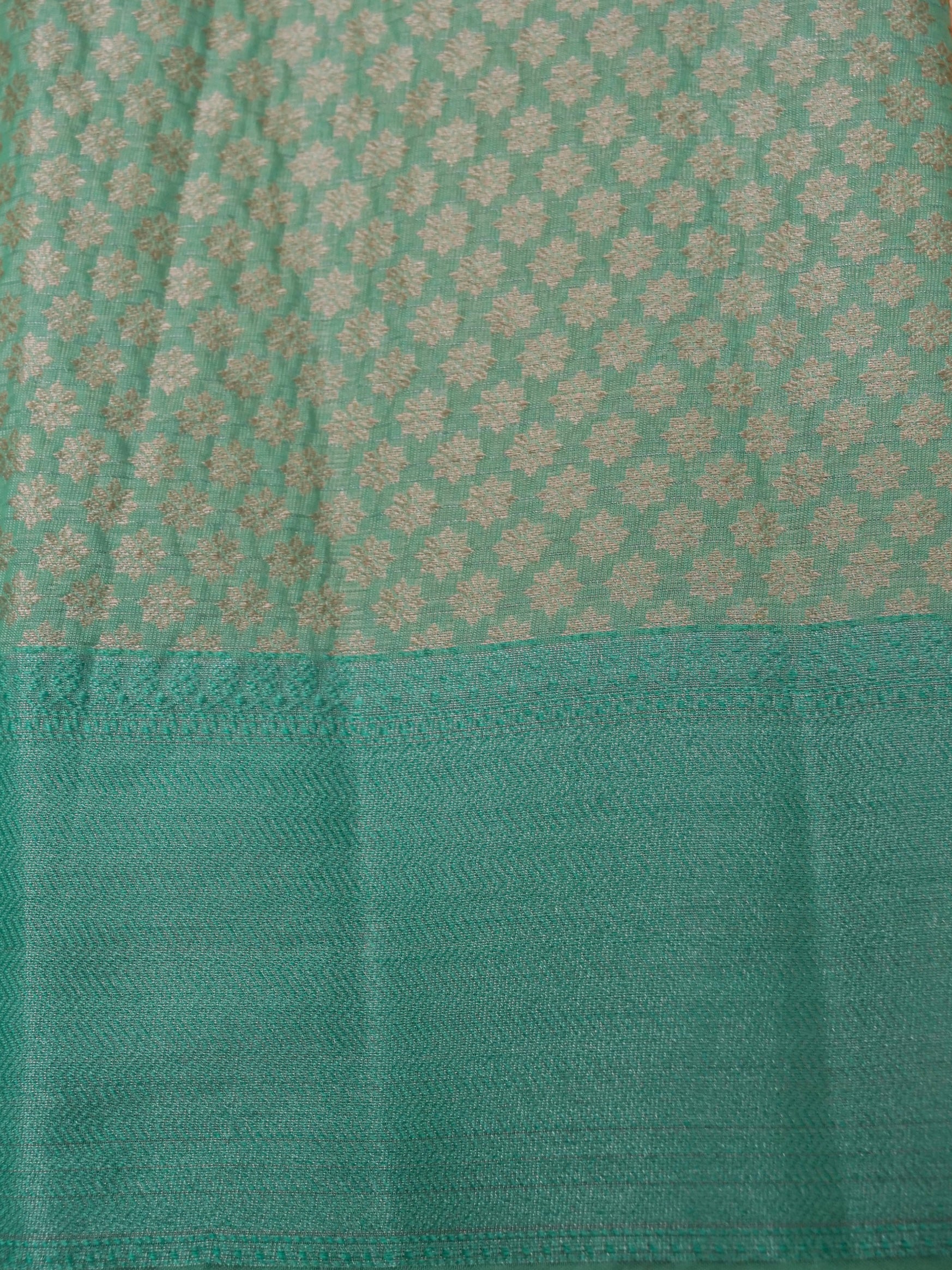 Cotton moti silk zari linning with tissue jari buta border with rich pallu and jacquard Blouse