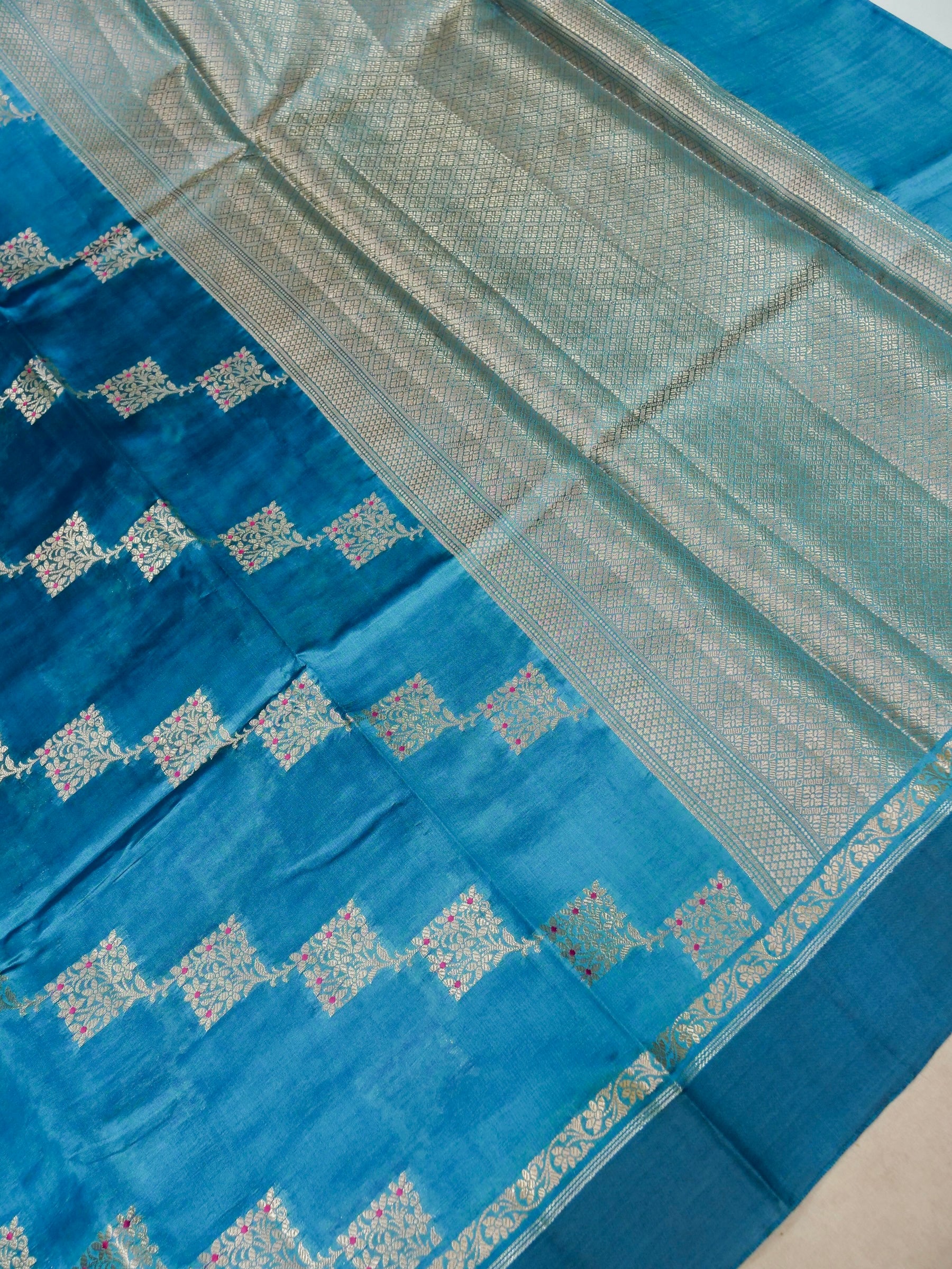 Banarasi Pure Mango Silk Allover Zari Box Self Dye with Resham Meena