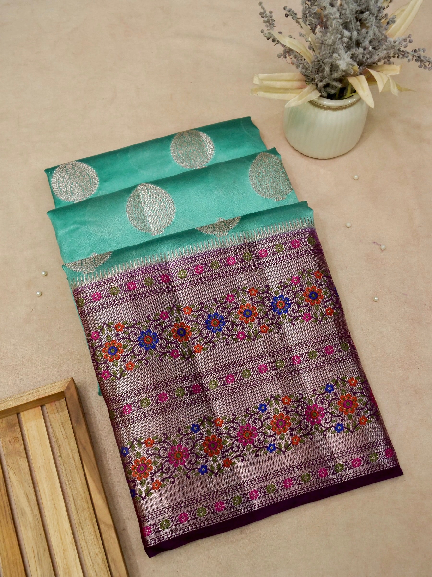 Banarasi Pure Dupion Silk Allover Zari Zjaal Design with Tilfi Meena in Border Allover Saree