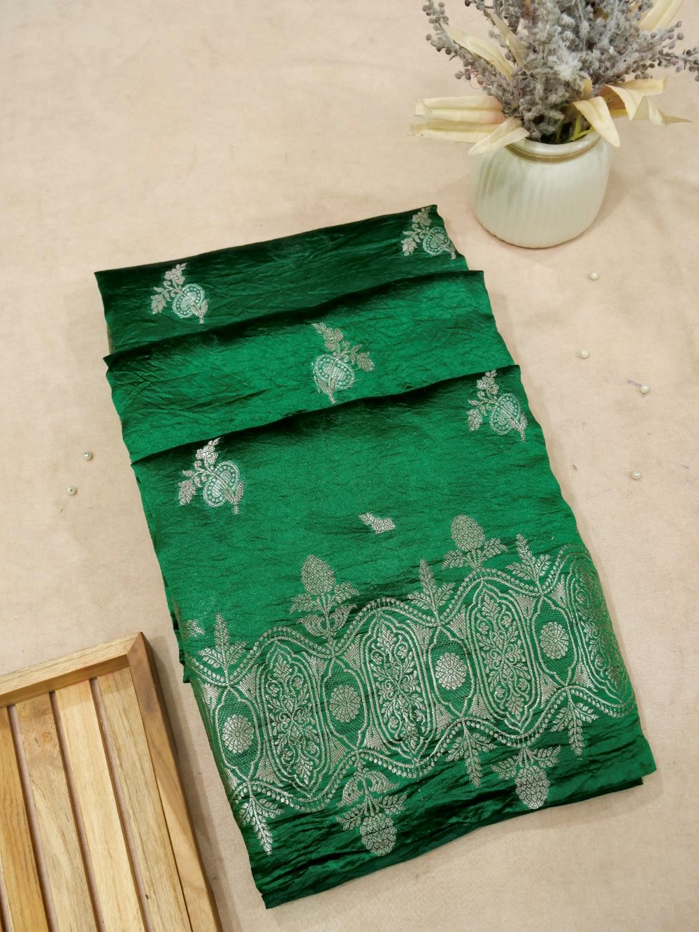 Banarasi Pure Mango Silk Allover Zari Buti