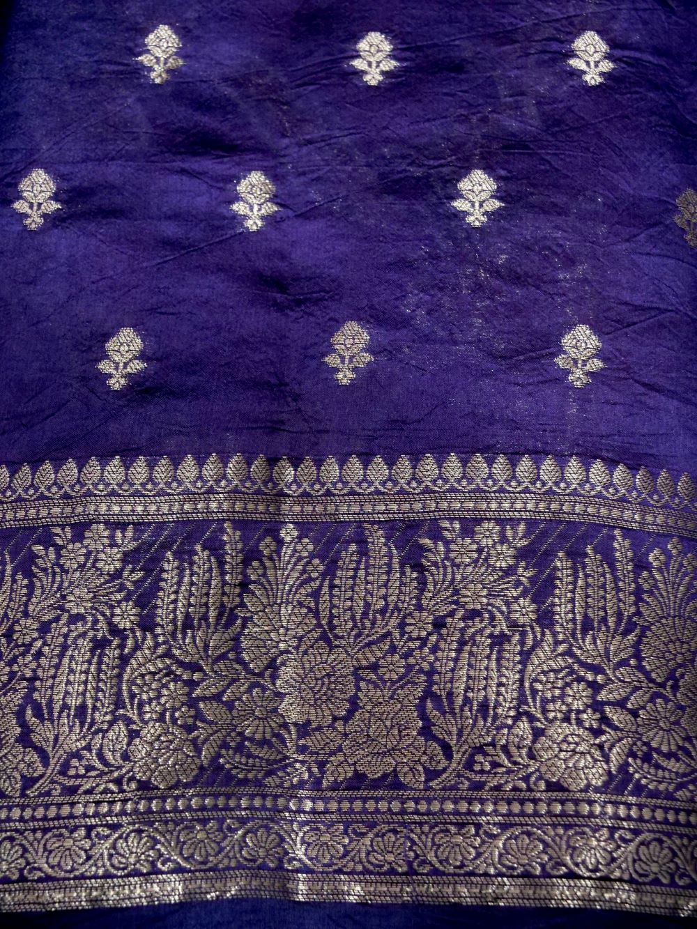 Banarasi Pure Mango Silk Allover Zari Jaal  with Tilfi Resham Meena
