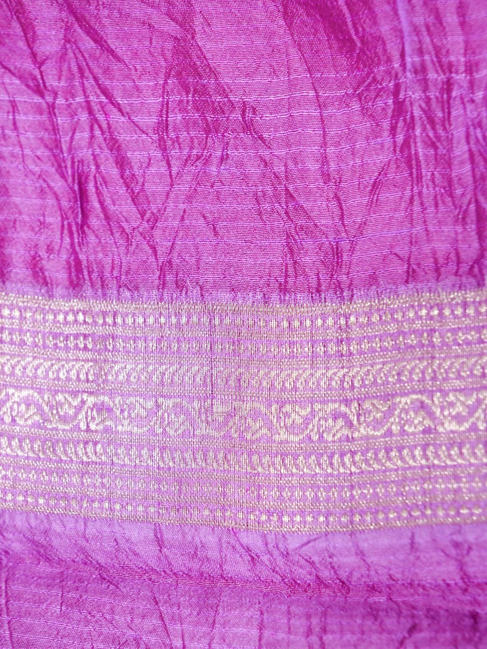 Banarasi Mulbar Silk Saree with Zari Floral Buti Contrast Border and Blouse