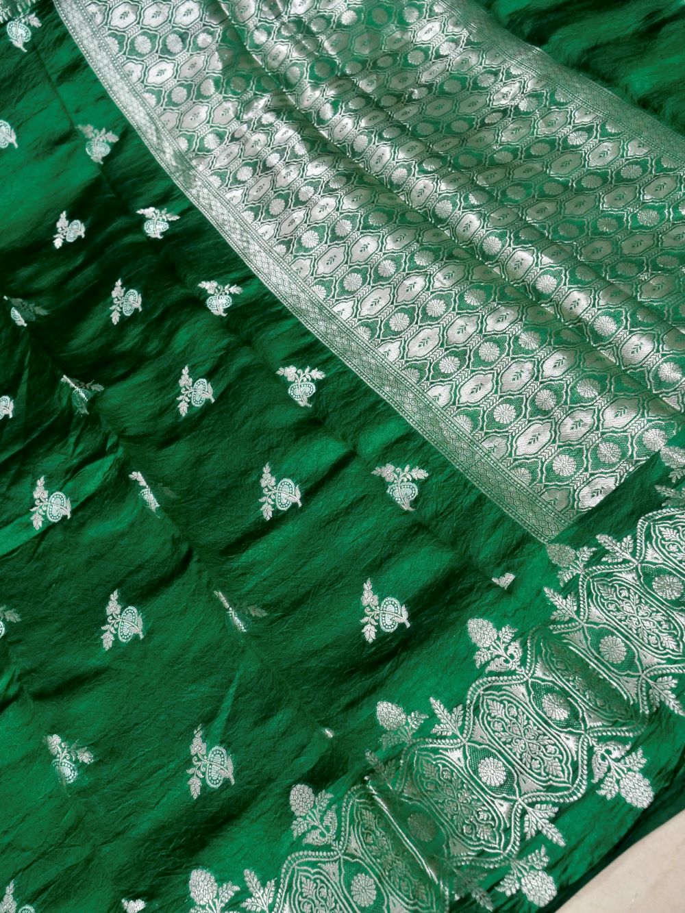 Banarasi Pure Mango Silk Allover Zari Buti