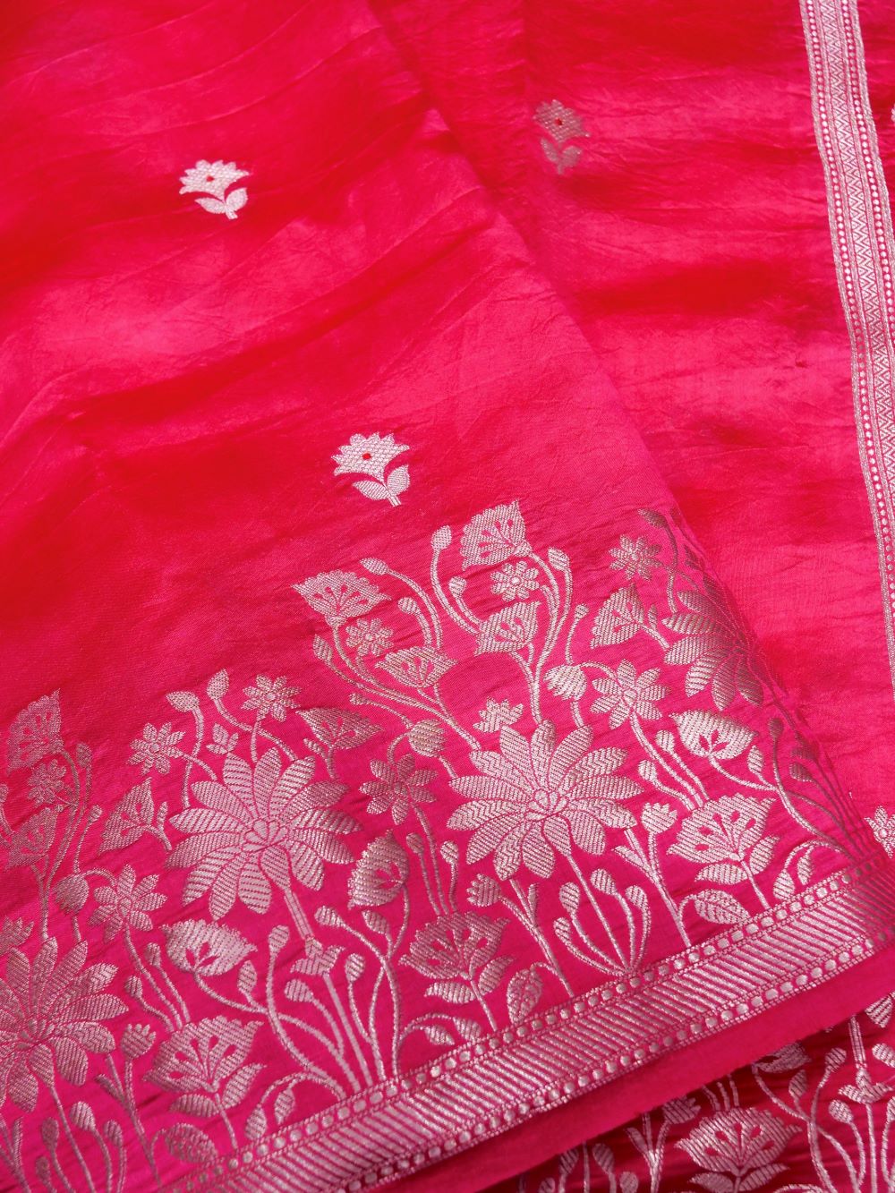 Banarasi Pure Mango Silk Allover Zari Buti with Resham Meena