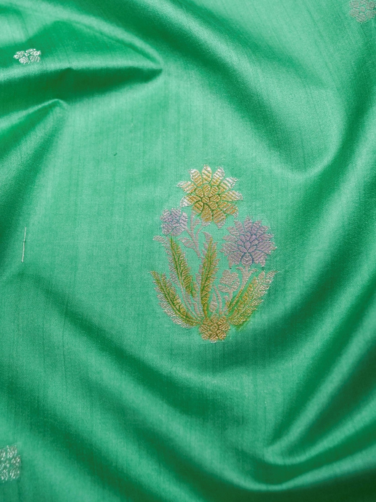 Banarasi Pure Chiniya Silk with Zari Buti and Hand Brushing