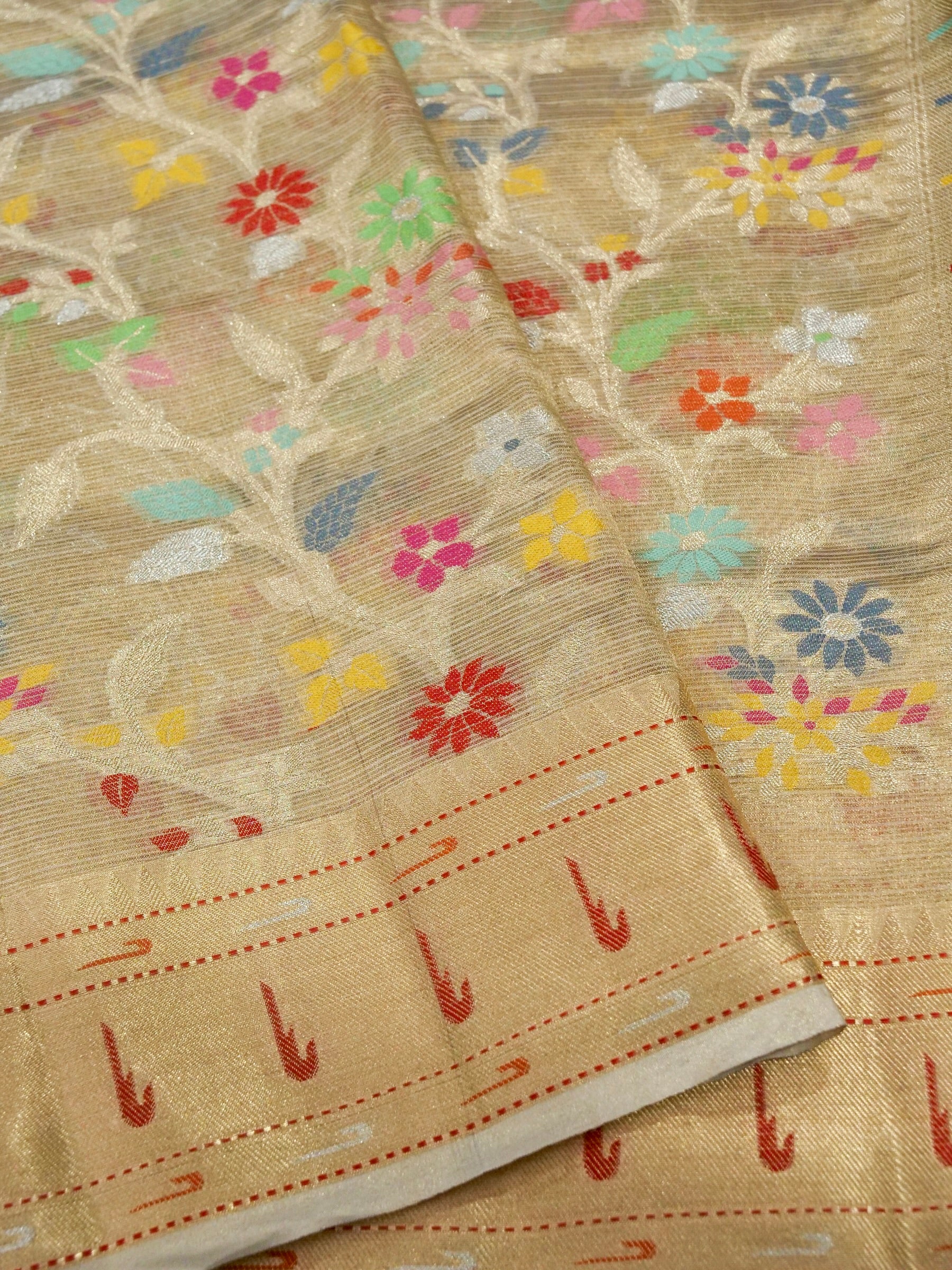 Banarasi Pure Tissue Silk with Resham Meena