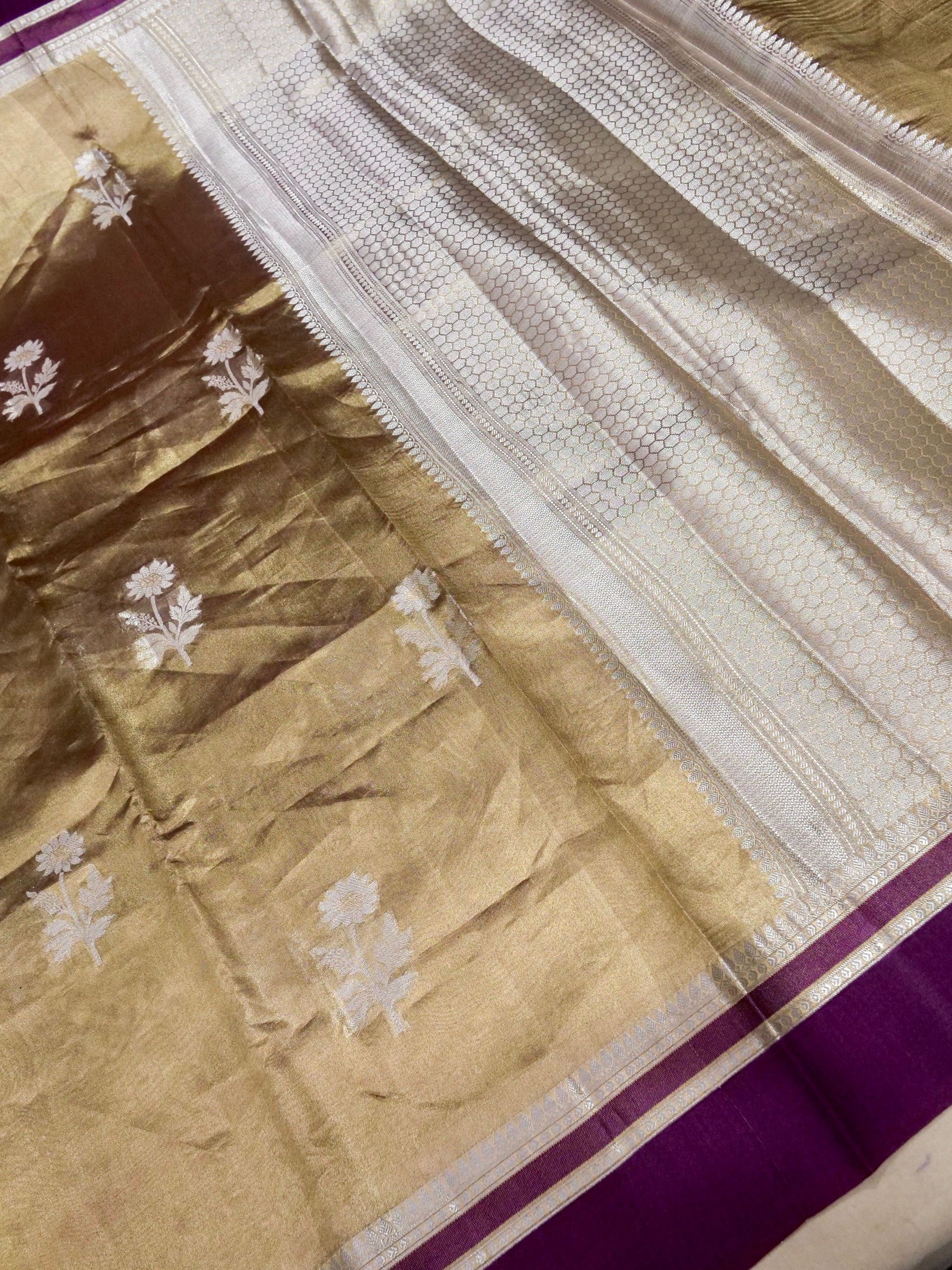 Banarasi Pure Tissue Silk with Resham Meena Rupa Zari Buta