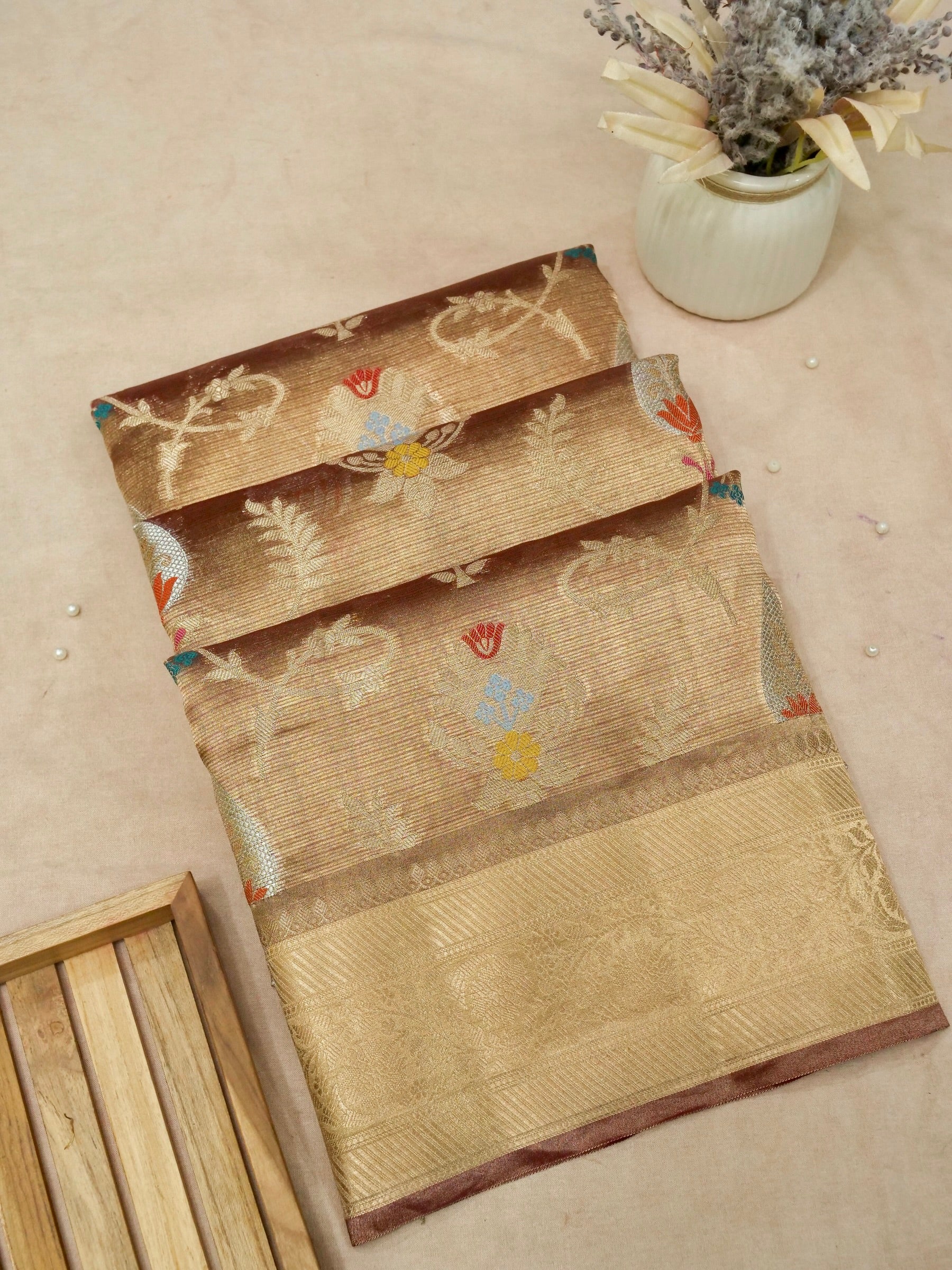 Banarasi Pure Tissue Silk with Resham Meena