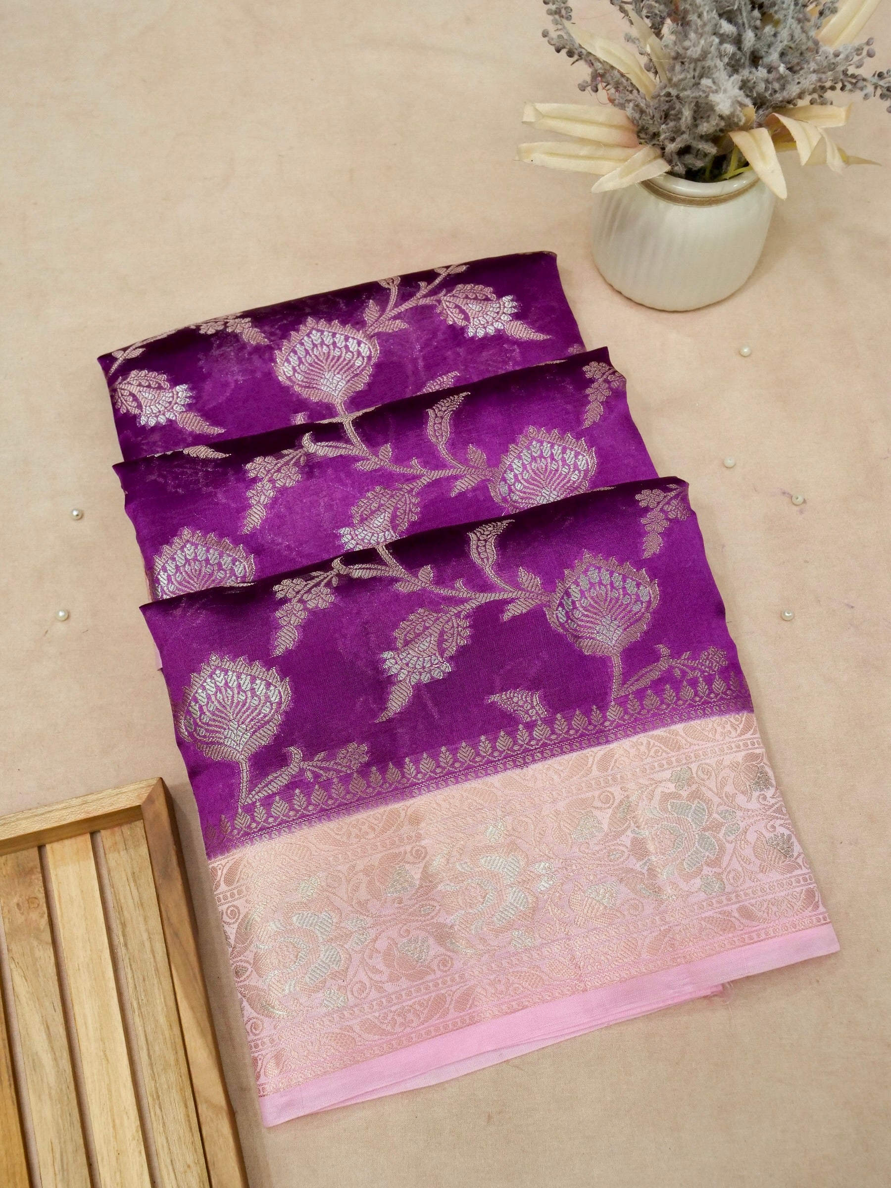 Banarasi Mango Silk Saree Allover Sona Rupa Zari Jaal with Contrast Blouse