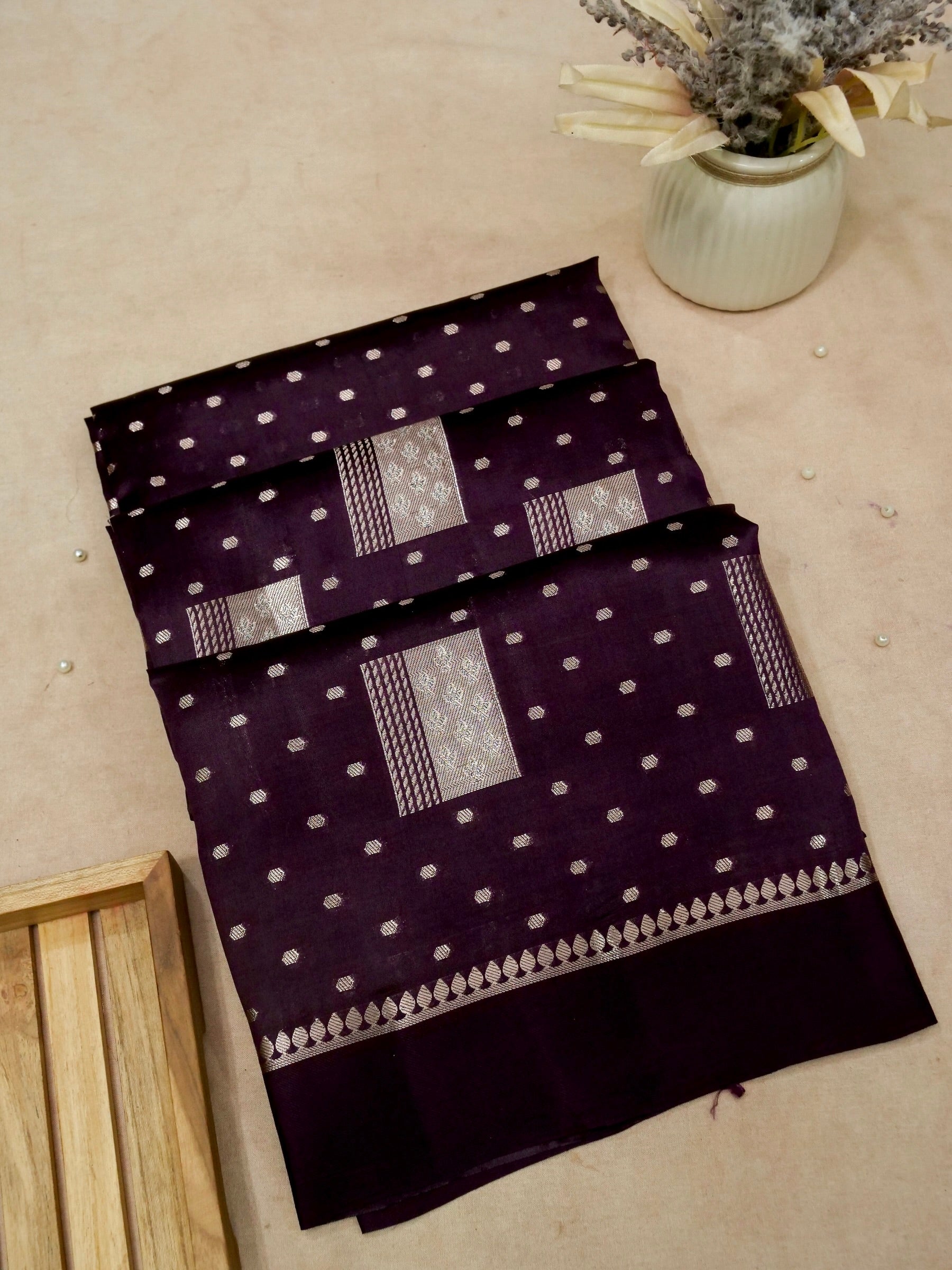 Banarasi Mango Silk Allover Zari Patta with Satan Border Patta