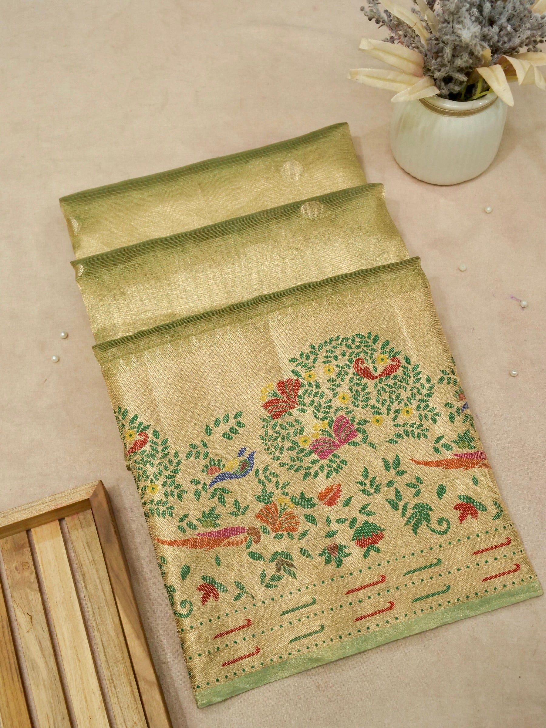 Banarasi Pure Tissue Silk with Resham Meena